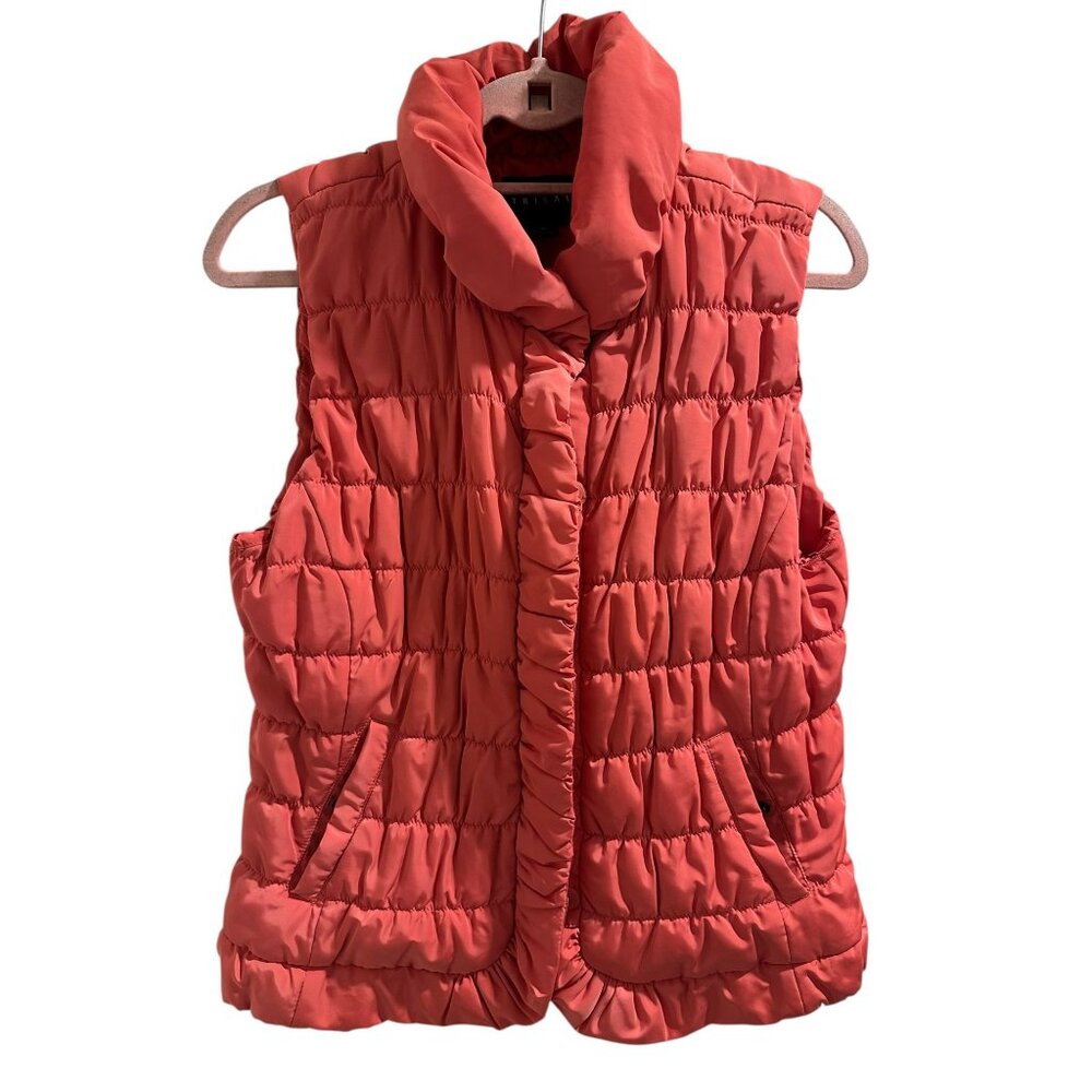 ✌️ 2/$40 ✌️ Quilted Coral Puffer Vest With High Collar & Snap Closure - Medium